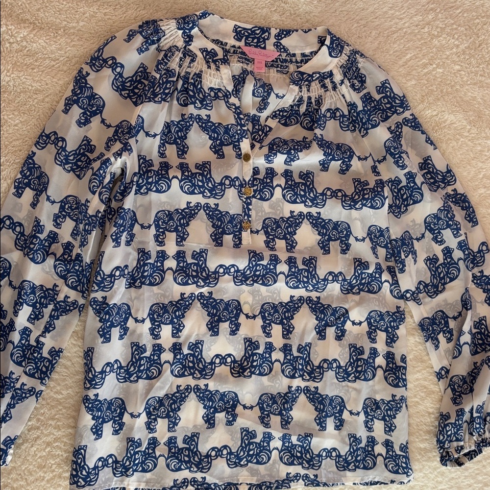 Lilly Pulitzer White and Blue Blouse